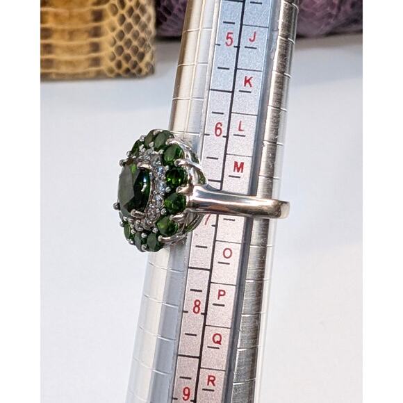 Elegant 925 Silver Chrome Diopside Ring - Size 6.75 - Picture 3 of 6